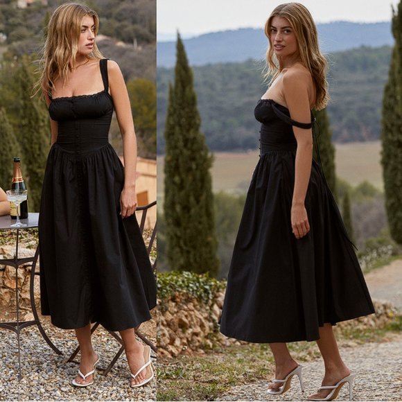 HOUSE OF CB 'Tatiana' Black Midi Sundress NWOT - Picture 5 of 11